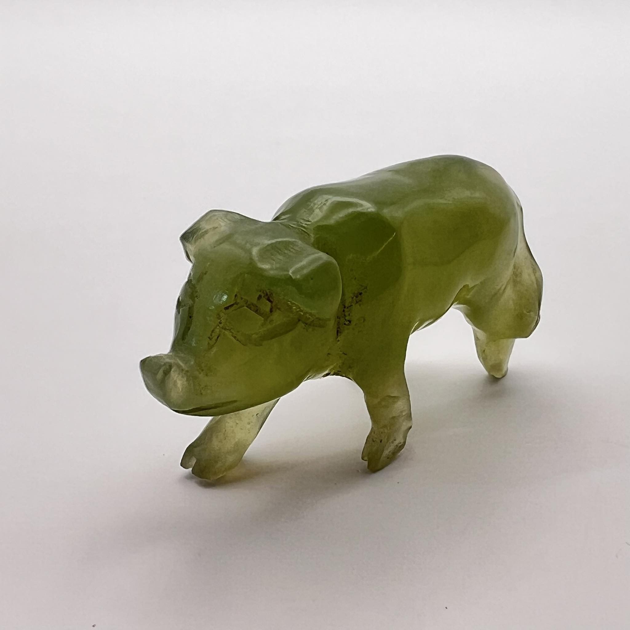 Vintage Vintage Miniature Figure Hand Carved Nephrite Jade Pig Size ONE SIZE - 7 Thumbnail