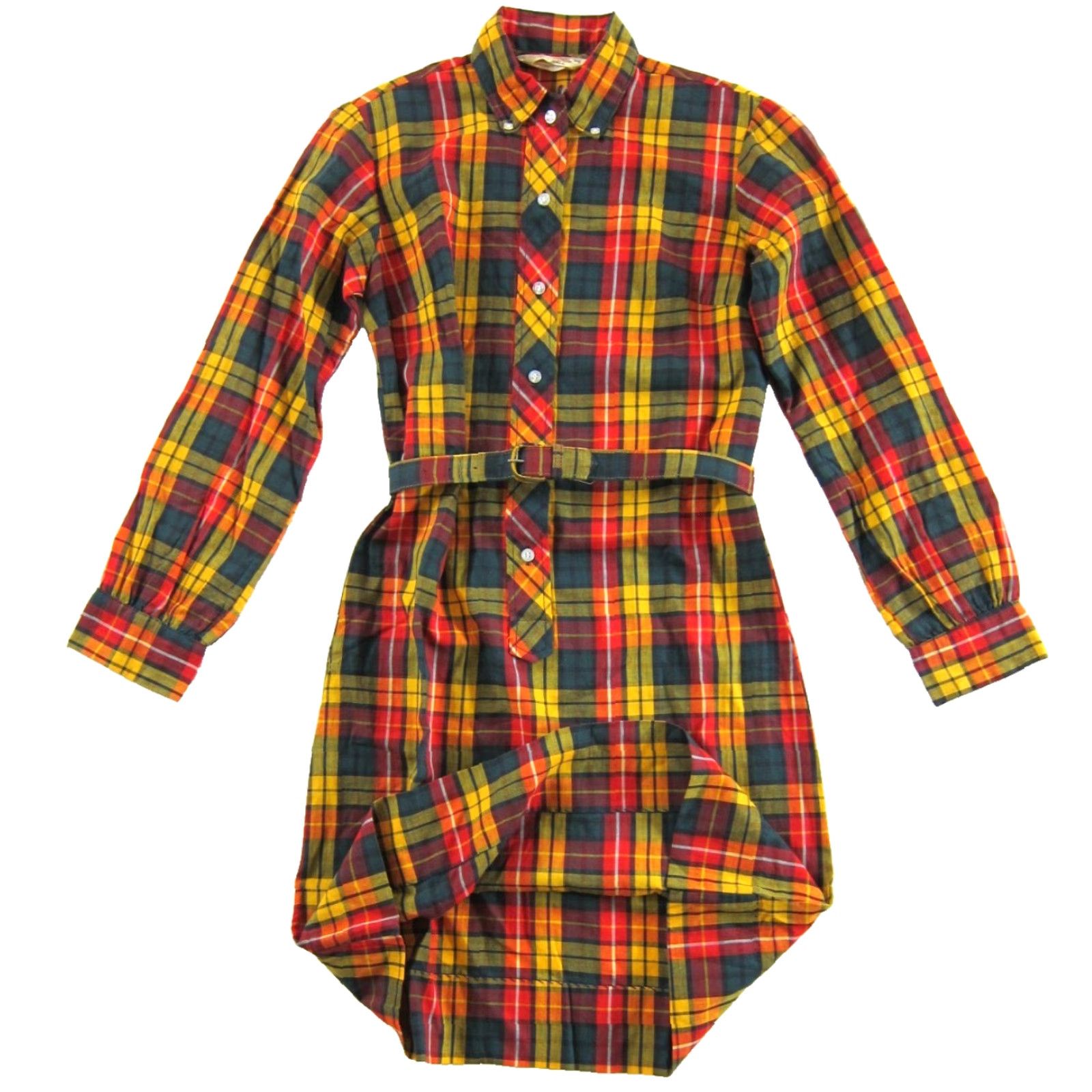 Wrangler VINTAGE Wrangler Shirt Dress XS Button Down Collar Plaid Western Pattern Cotton Green for Women Size XS / US 0-2 / IT 36-38 - 5 Thumbnail