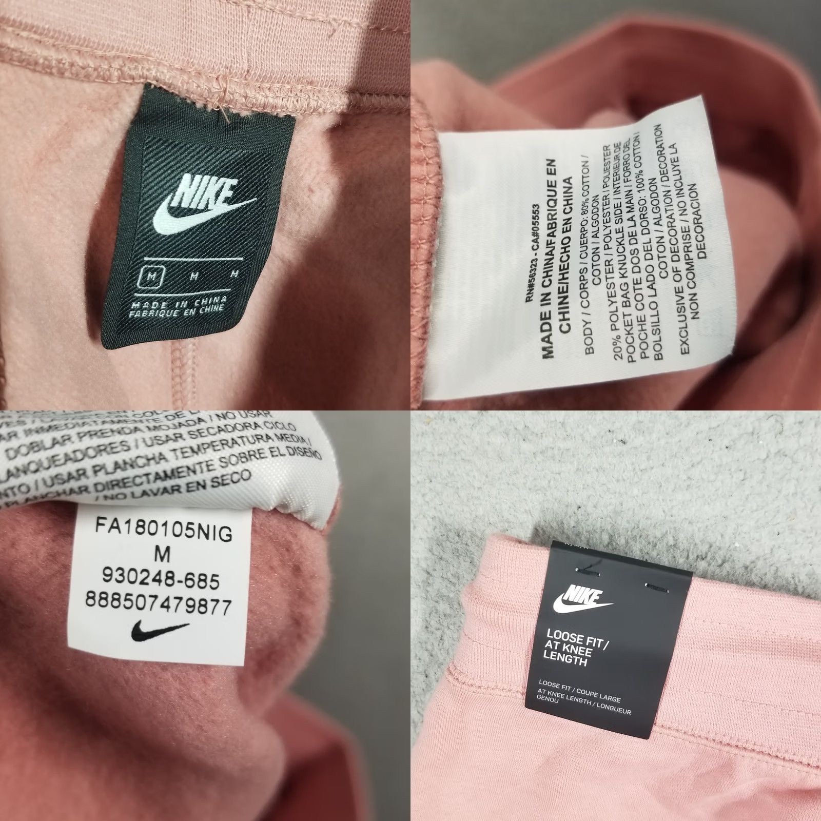 Nike Nike Shorts Mens M Pink Fleece Knee Length New Size US 31 - 8 Thumbnail