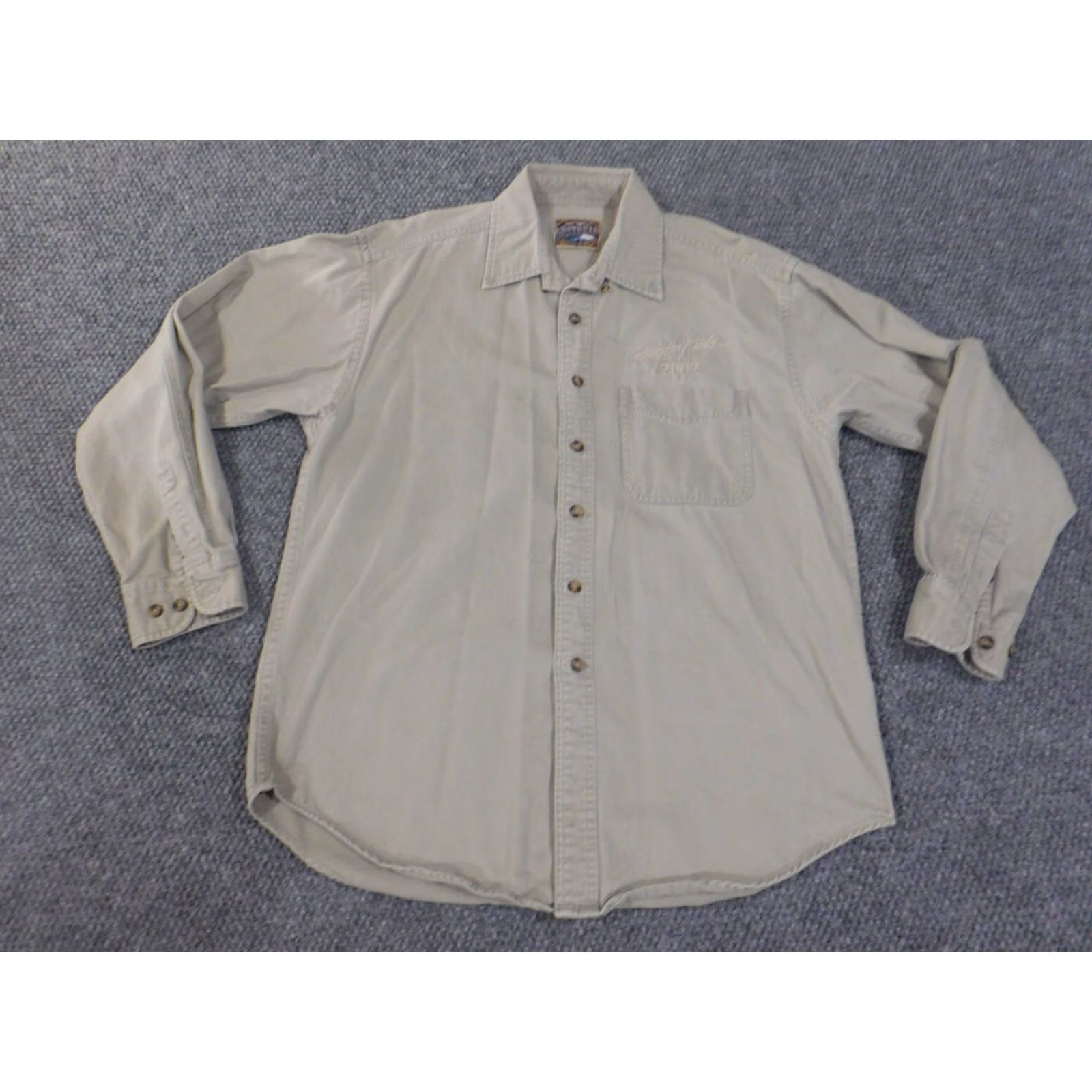 Dunbrooke Dunbrooke Shirt Medium Beige Vintage Mens Button-Up Embroidered Collared Long Sleeve Button-Down Canvas Rolled All Seasons Retro Casual Mens Size US M / EU 48-50 / 2 - 4 Thumbnail