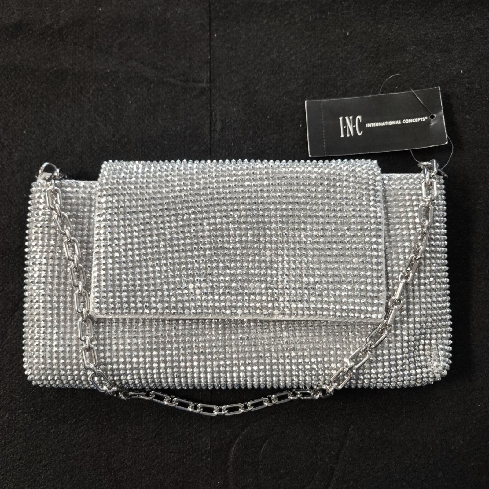 Other INC Mesh East West embellished clutch baguette pouch- SILVER Size ONE SIZE - 1 Thumbnail