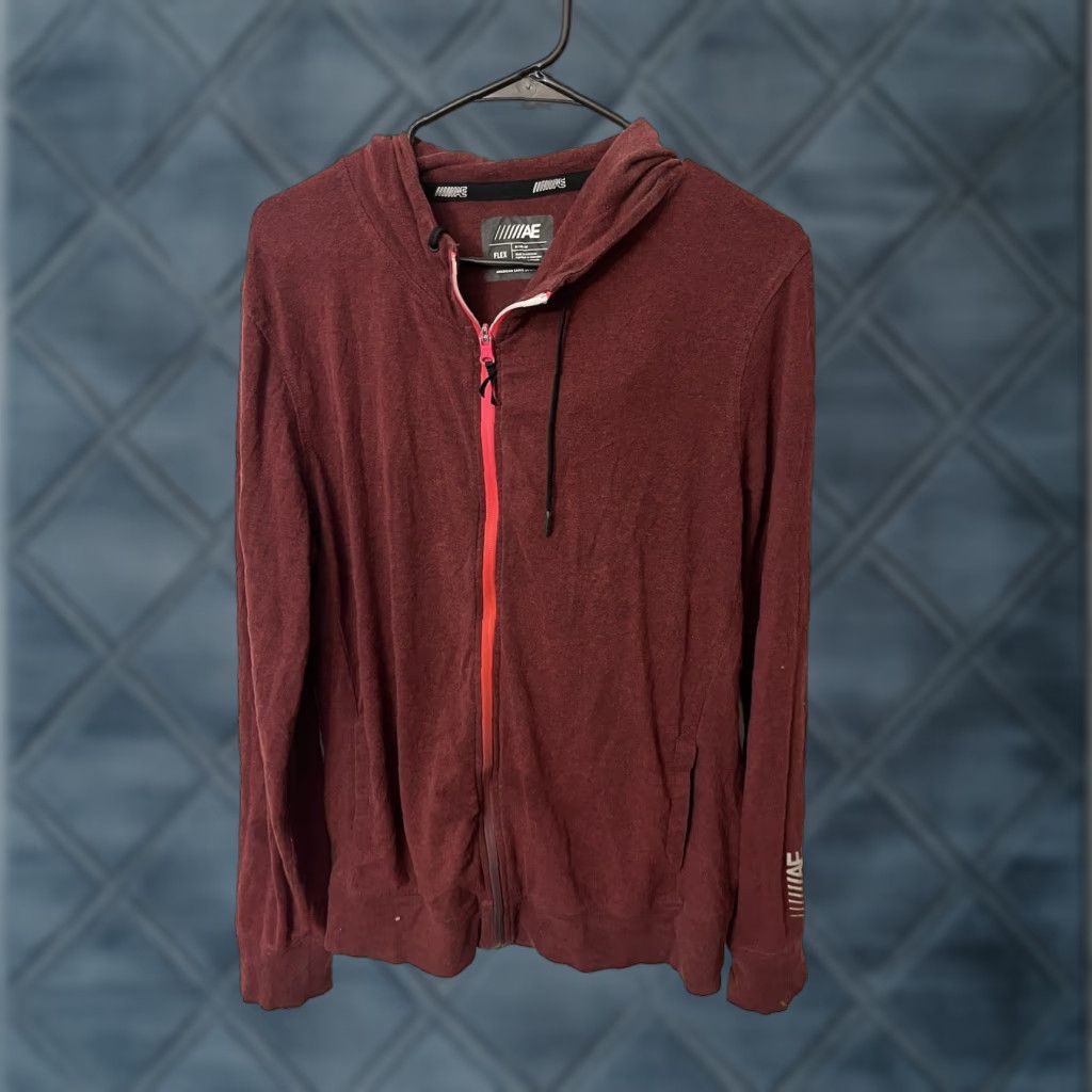 American Eagle Outfitters American Eagle Hoodie Mens Medium AE Active Full Zip Maroon Red Size US M / EU 48-50 / 2 - 1 Thumbnail