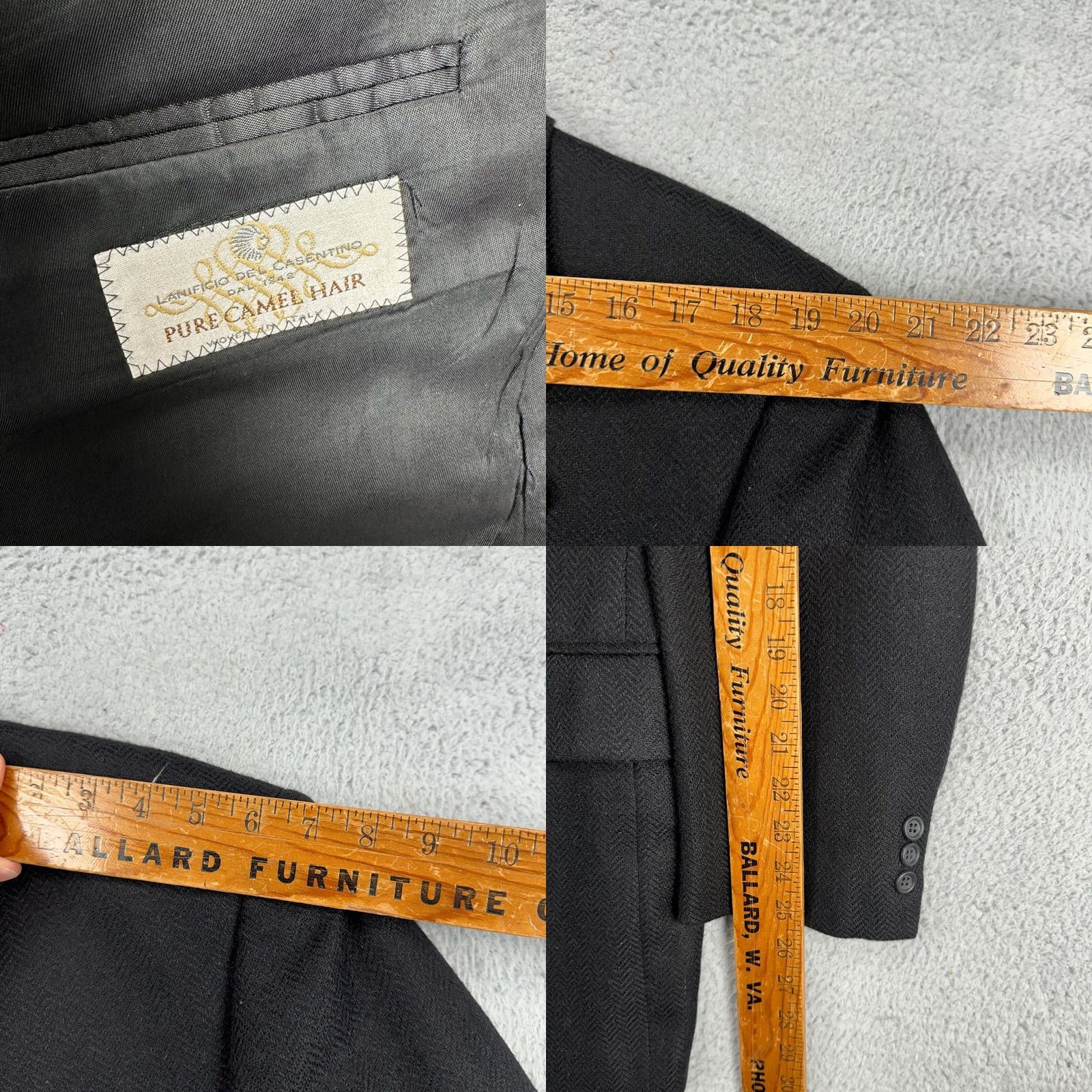 Camel Todays Man Mens Sport Coat Blazer 42L Black Herringbone Camel Hair Made In Italy Long Sleeve Notch Lapel Three-Button Size 42R - 8 Thumbnail