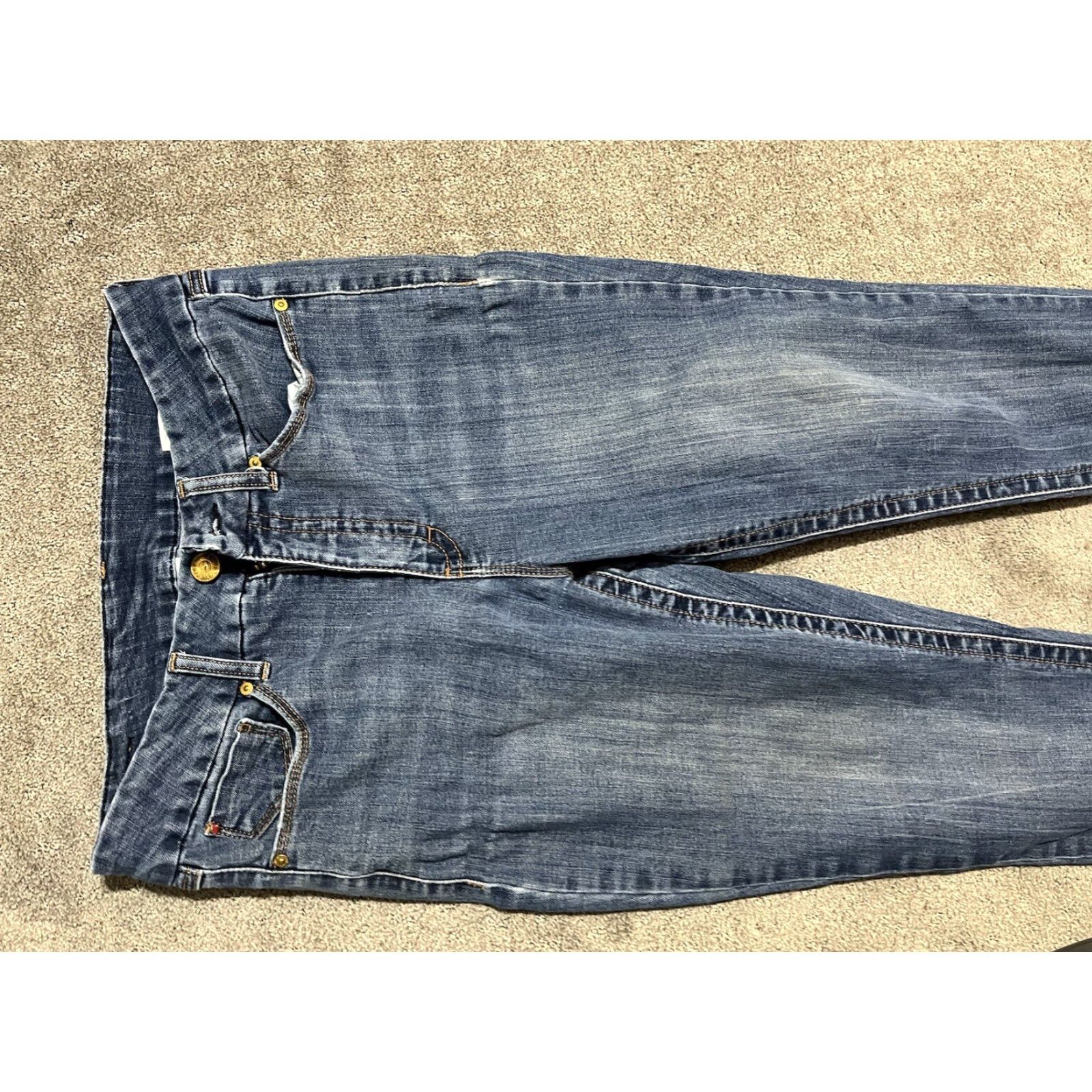 Vintage Seven7 Jeans Women’s 12 Plus Skinny Distress Blue Denim 5-Pocket Tummyless Slim Rise 10 in 31 in Inseam Size 34" / US 12 / IT 48 - 6 Thumbnail