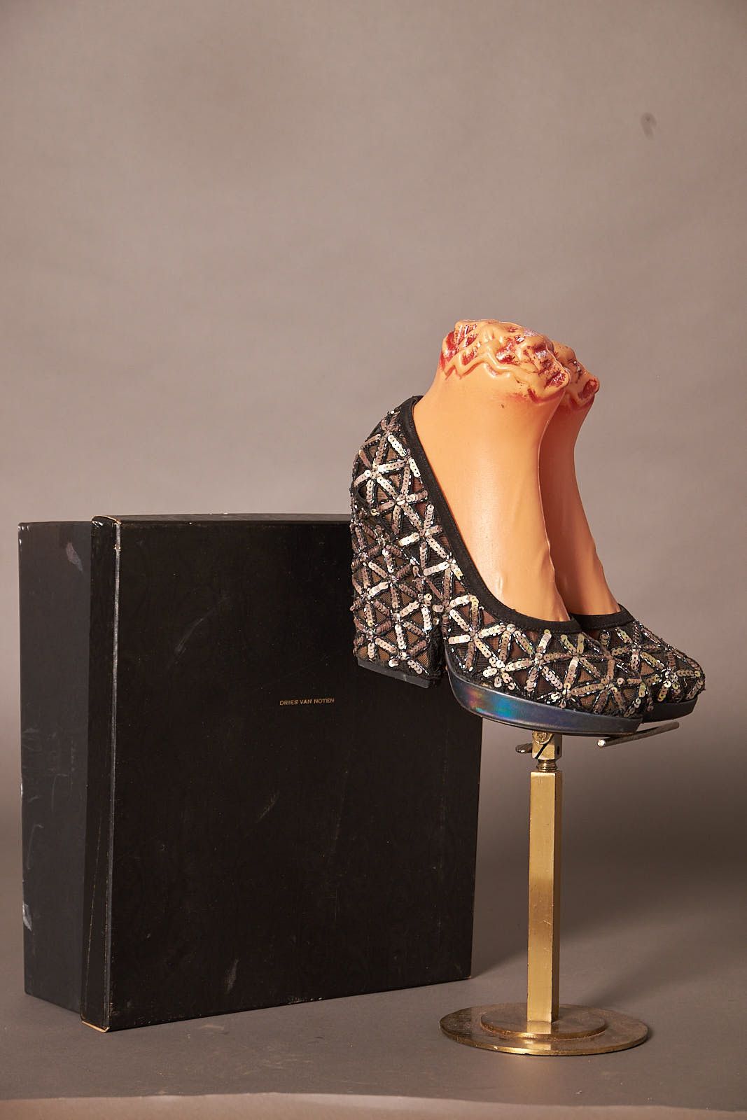 Dries Van Noten Dries Van Noten Sequin Mesh Chunky Heels Shoes Size US 7 / IT 37 - 1 Thumbnail
