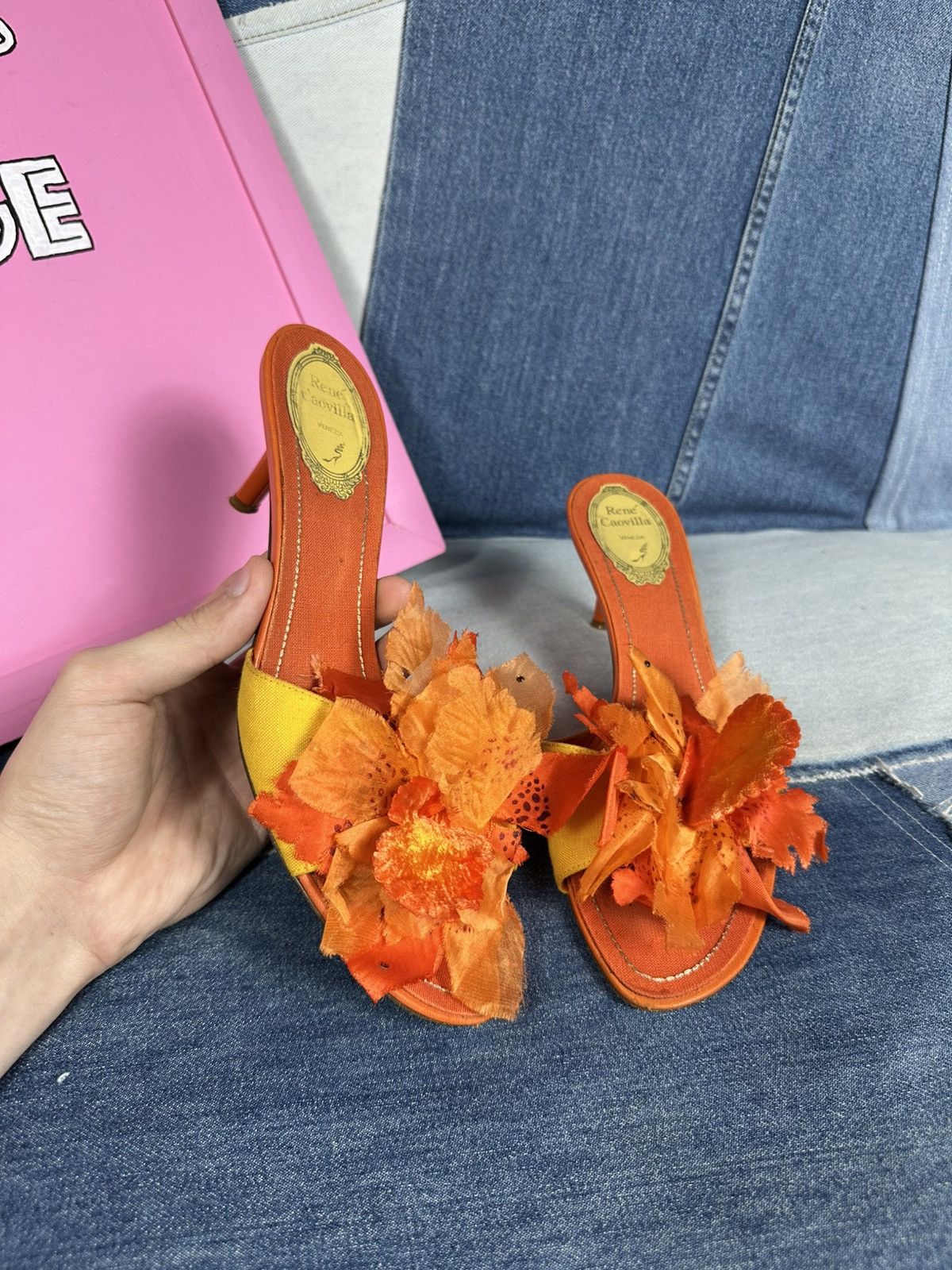 Rene Caovilla Vintage Rene Caovilla Open Pumps Heels Flowers Decoration Size US 8 / IT 38 - 8 Thumbnail