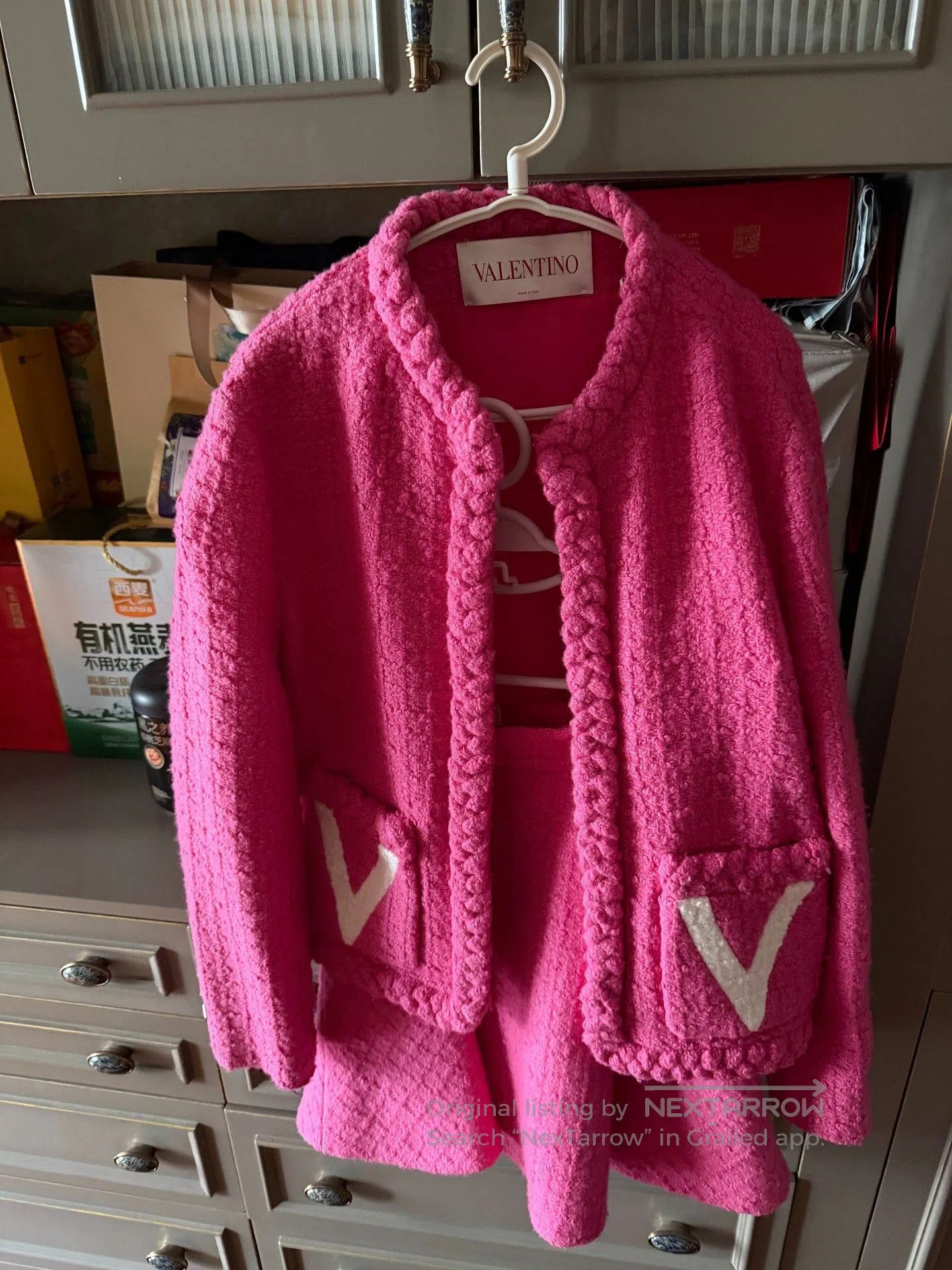 Valentino Valentino Bright Pink Textured Knit Jacket. Size M / US 6-8 / IT 42-44 - 2 Thumbnail