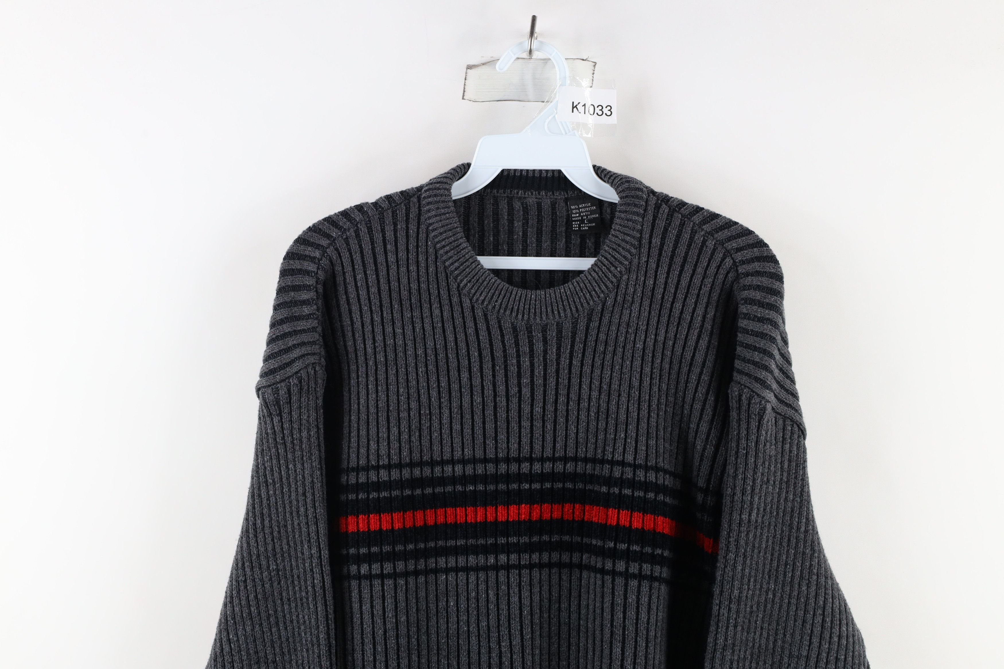 Vintage Vintage 90s Streetwear Block Ribbed Knit Crewneck Sweater Size US L / EU 52-54 / 3 - 2 Thumbnail