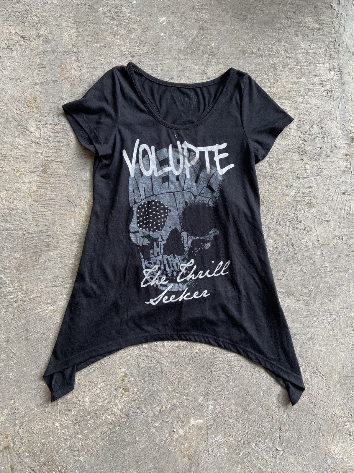 14th Addiction 2000s Edge Line - Vkei Style Poem Skull Shoulder Hole Tee Size ONE SIZE - 1 Thumbnail