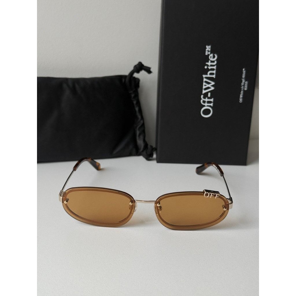 Off-White NEW Off White Miami Gold Metal Rimless Metal Sunglasses Size ONE SIZE - 4 Thumbnail
