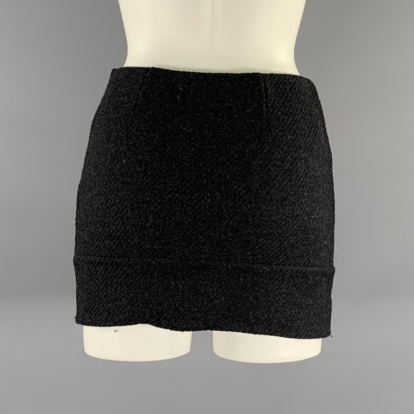 Prada PRADA Size 2 Grey Dark Grey Wool Blend Mini Skirt Size 26" / US 2 / IT 38 - 2 Thumbnail