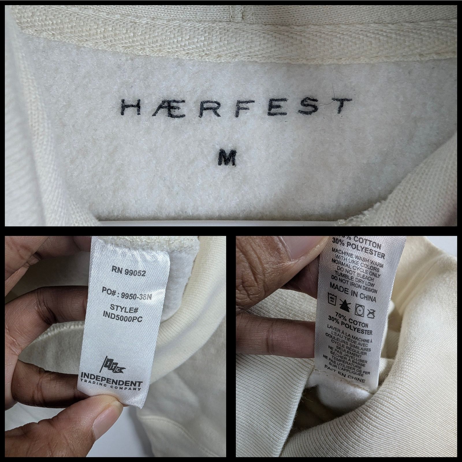Unknown London Haerfest If Nothing Changes INC Hooded Sweatshirt White USED Size US M / EU 48-50 / 2 - 7 Thumbnail