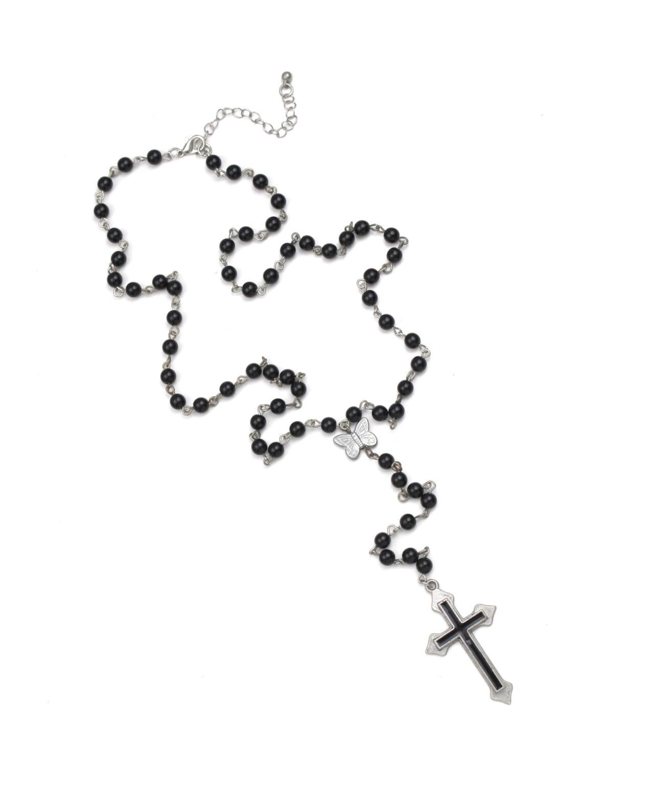 Vintage 2000S JAPANESE MADE GOTHIC ROSARY CROSS BEADED NECKLACE Size ONE SIZE - 3 Thumbnail