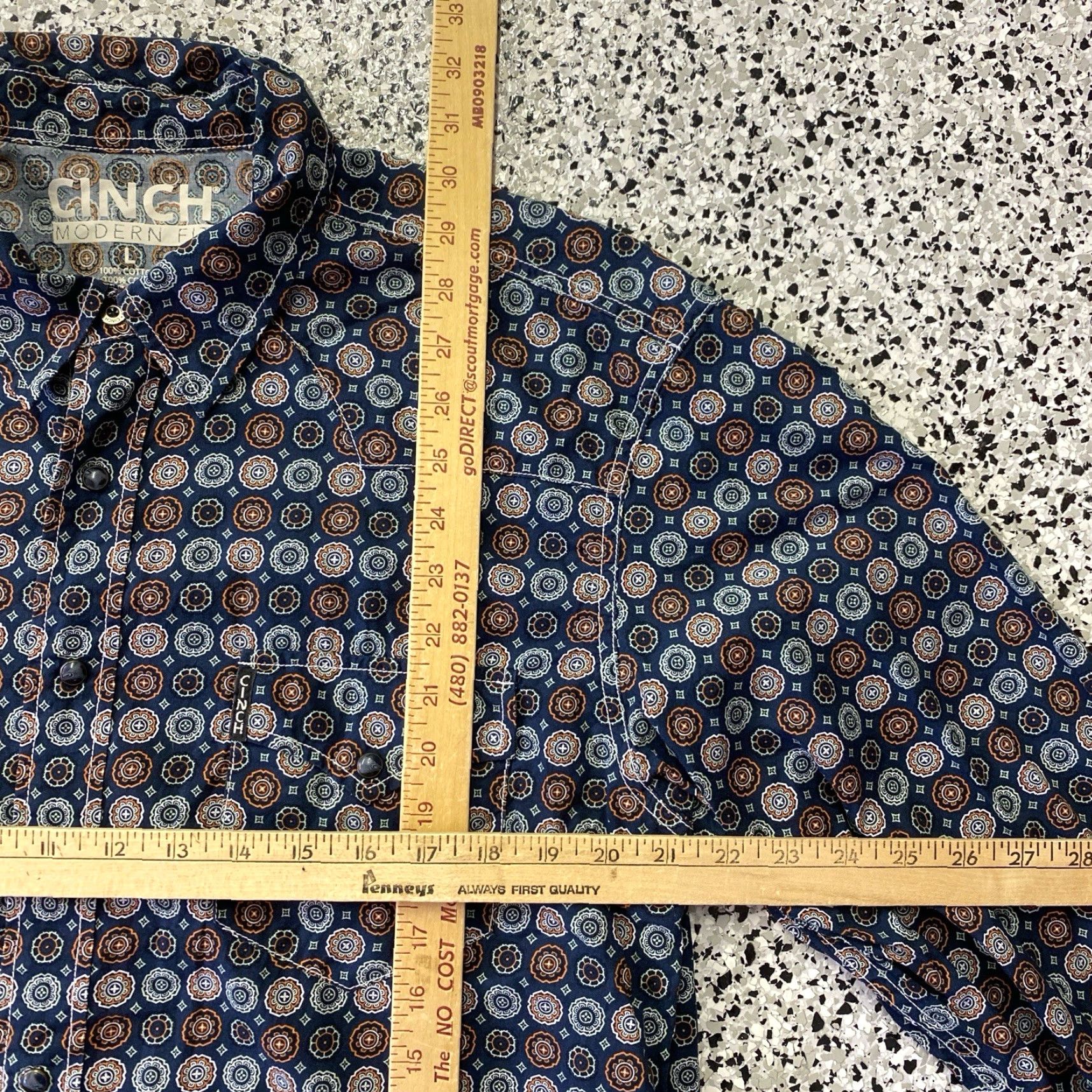 Vintage Cinch Modern Fit Mens Large Long Sleeve Pearl Snap Front Closure Western Shirt Size US L / EU 52-54 / 3 - 2 Thumbnail
