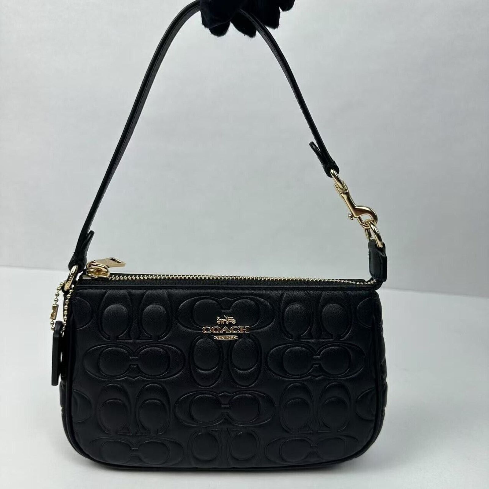 Coach Coach Wristlet Nolita 19 Signature Leather Embossed C Black Size ONE SIZE - 1 Thumbnail