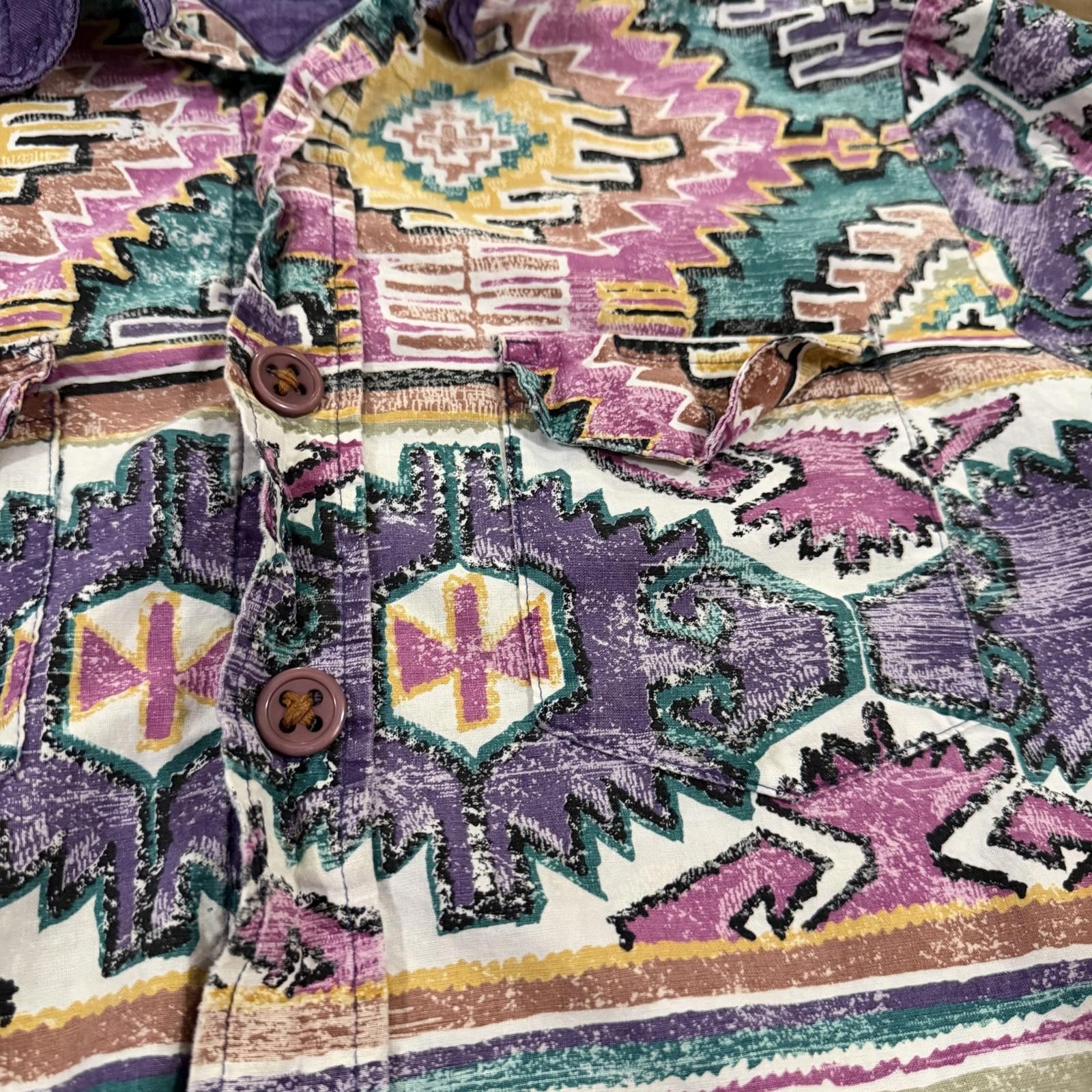 Other Vintage Purple Aztec Western Roughrider by Circle T Shirt Size US M / EU 48-50 / 2 - 5 Thumbnail