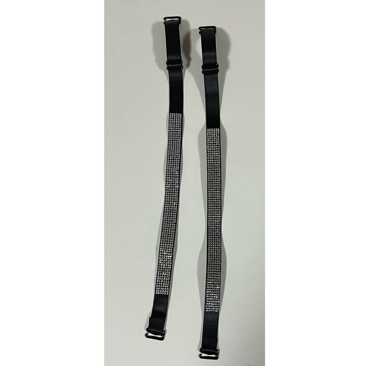 Vintage Black Diamond Bra Straps Hosiery Lingerie Matching Pair Set💎 Size ONE SIZE - 3 Thumbnail
