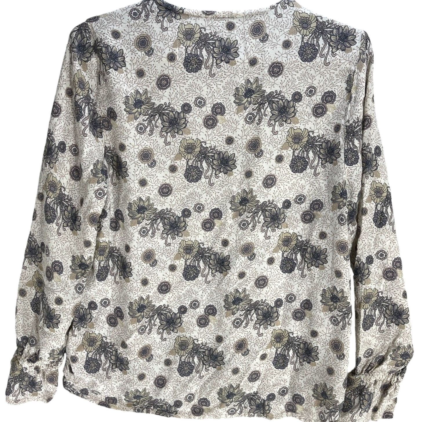 Lucky Brand Lucky Brand Blouse Gray White Beige V-Neck Long Sleeve Paisley Bohemian Women S Regular Shirt Dressy Casual Indoor-Outdoor Womens Size S / US 4 / IT 40 - 4 Thumbnail