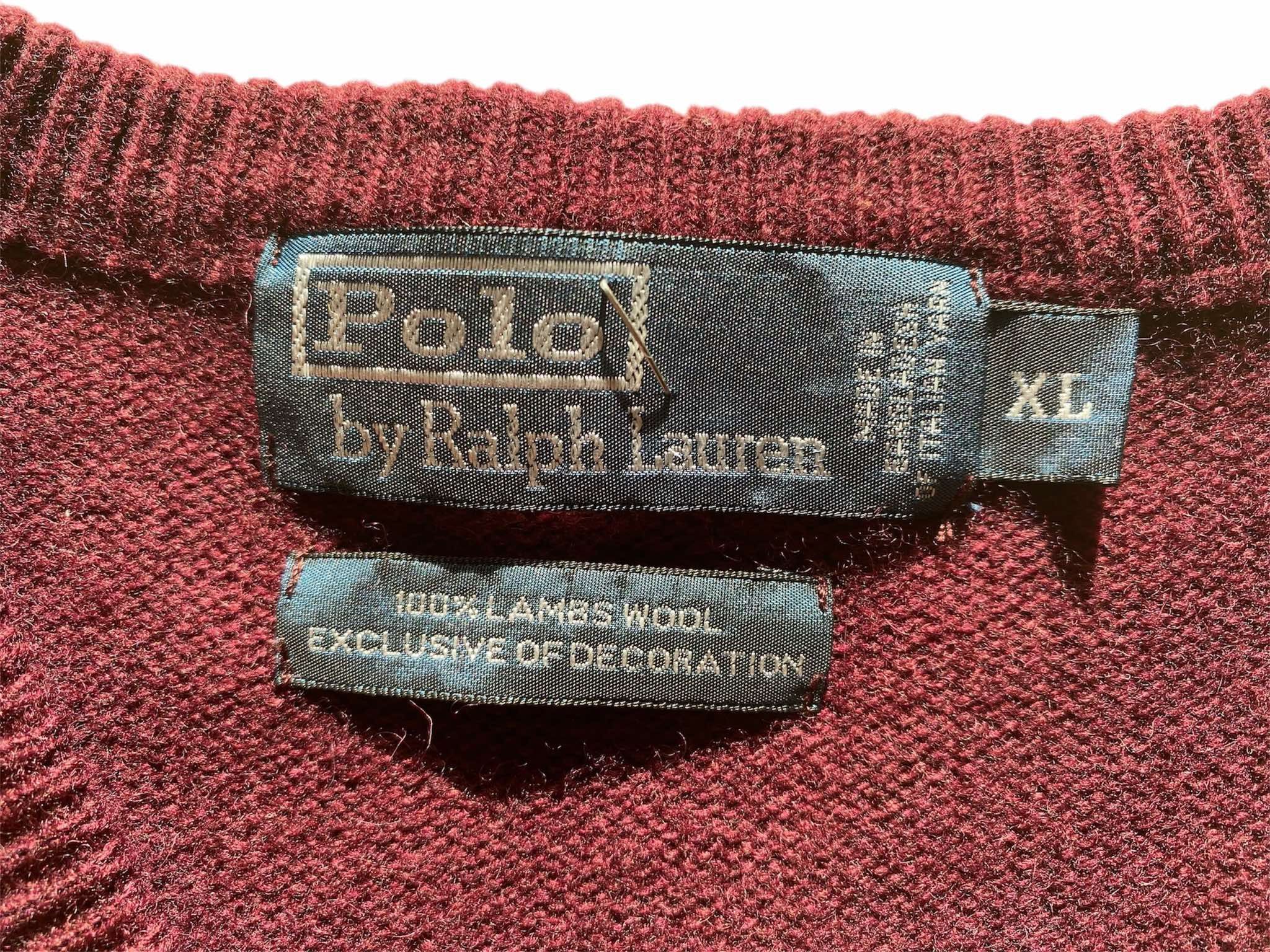 Polo Ralph Lauren × Vintage Polo Ralph Lauren V-Neck Sweater Lambswool Logo Size US L / EU 52-54 / 3 - 5 Thumbnail