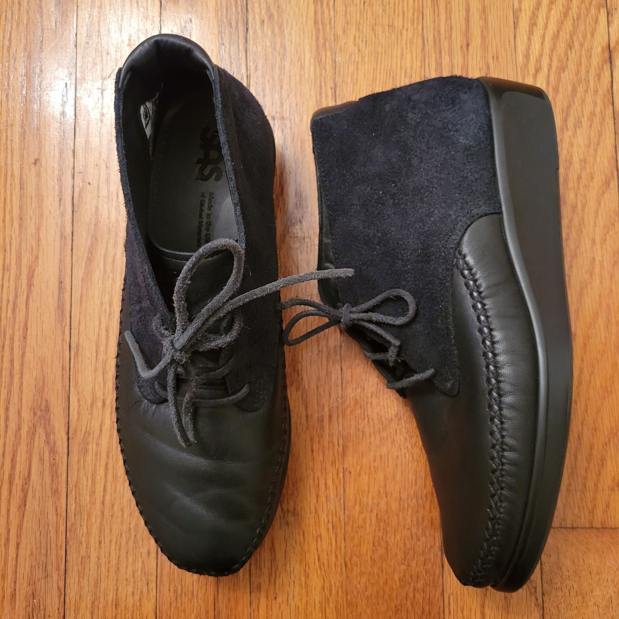 SAS SAS Black Leather Suede KICH Lace Up Ankle Boots Shoes 10 US Size US 10 / IT 40 - 1 Thumbnail