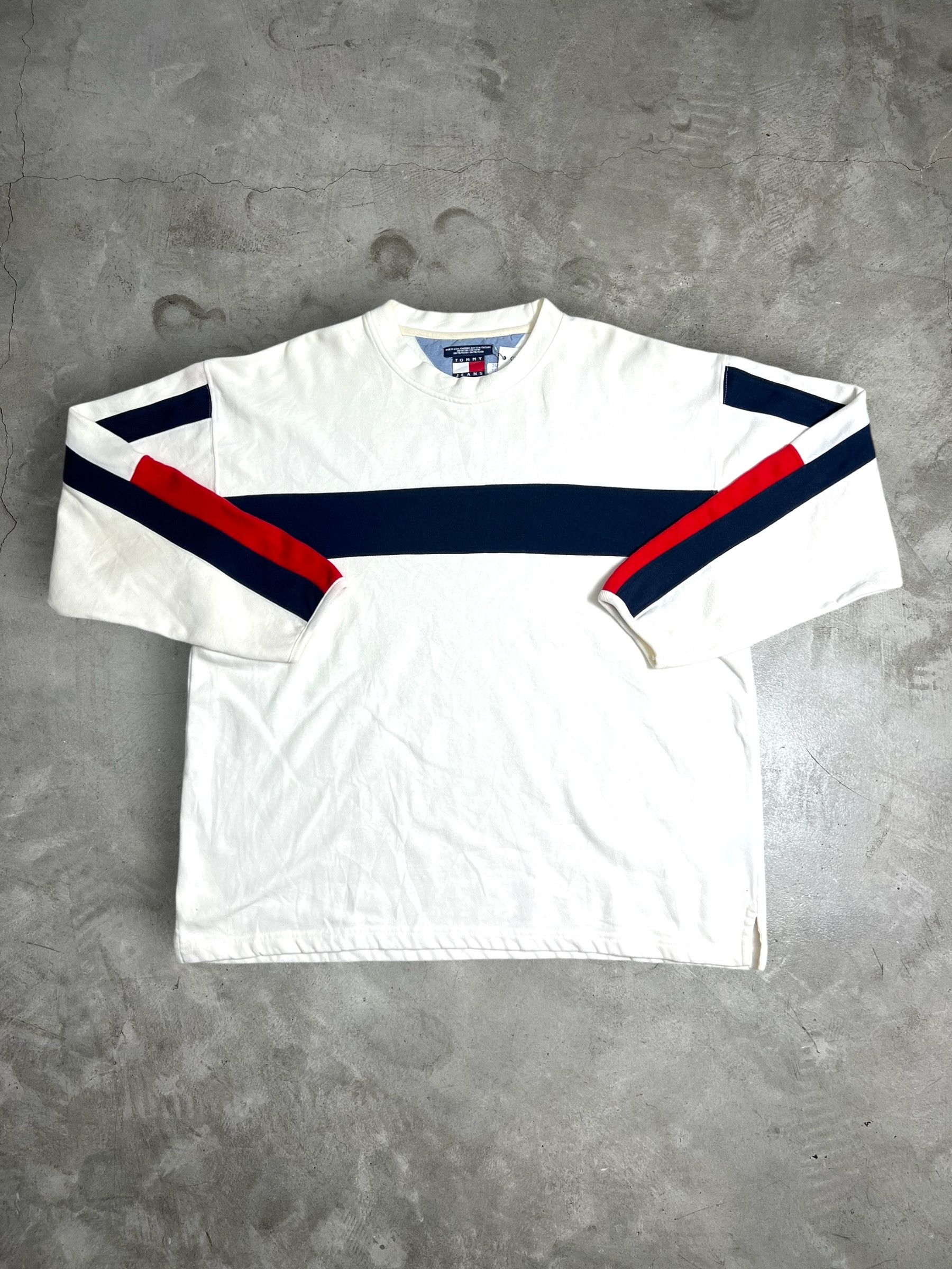 Tommy Jeans Vintage Tommy Jeans Striped Sweatshirt (XL) JKA192 Size US XL / EU 56 / 4 - 1 Thumbnail