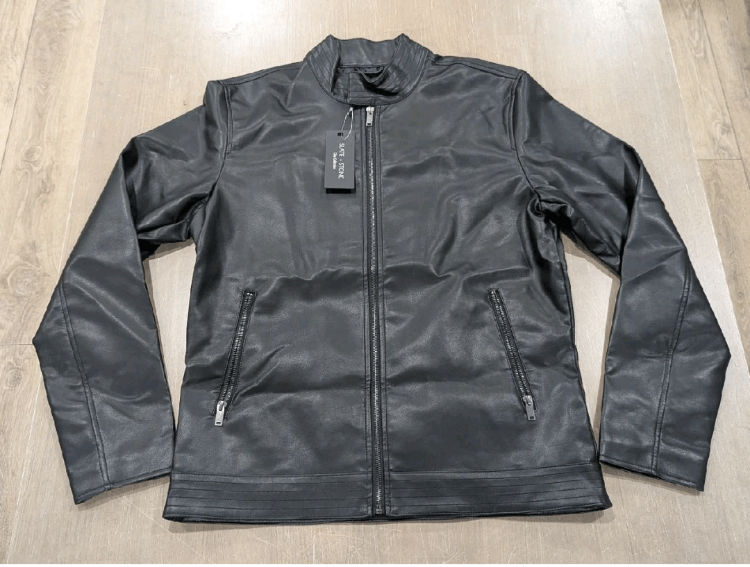 Slate & Stone Slate & Stone Faux Leather Racer Jacket Black Medium Size US M / EU 48-50 / 2 - 1 Thumbnail