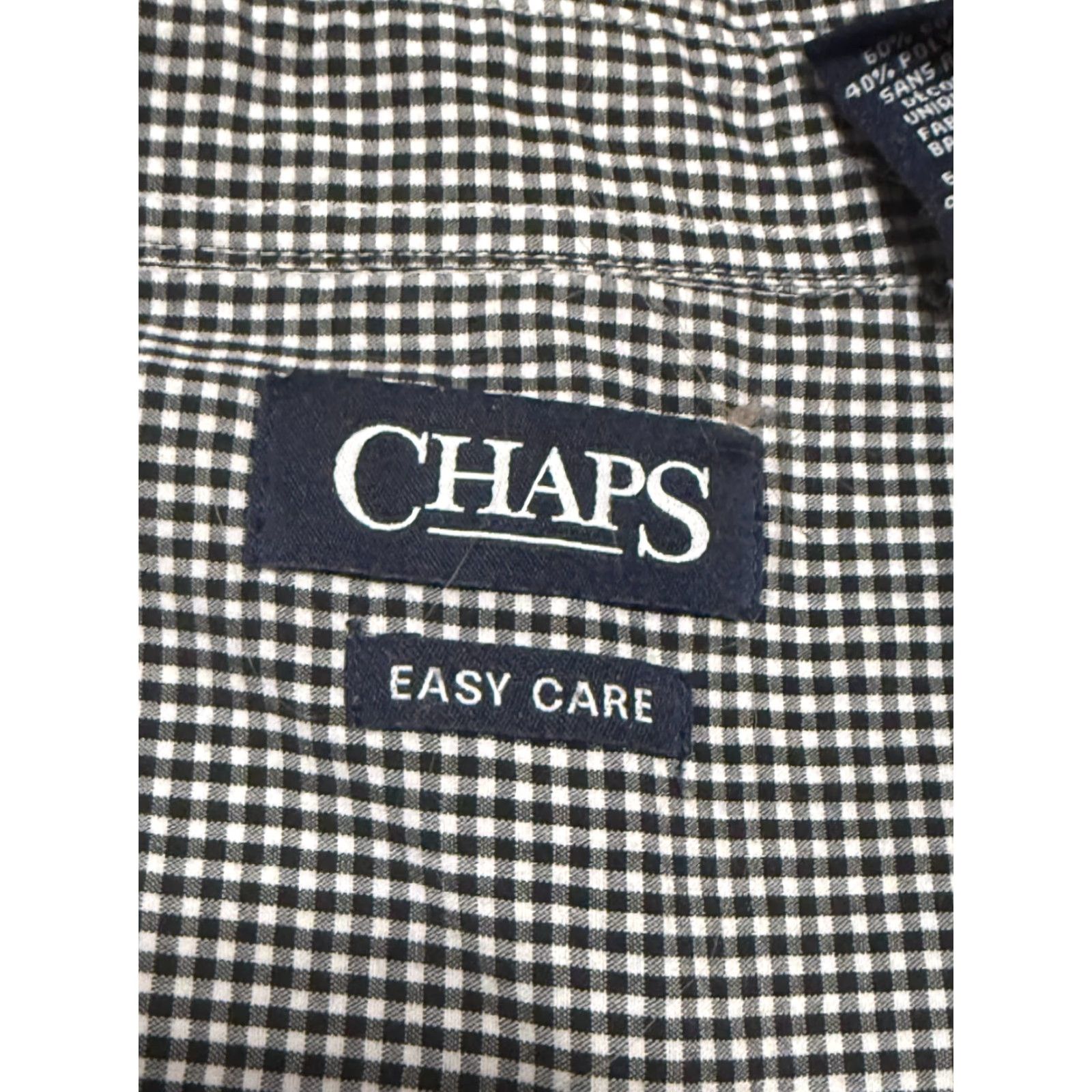Chaps CHAPS Shirt Men's M White Black Checkered Long Sleeve Button-Up Easy Care Shirt Size US M / EU 48-50 / 2 - 4 Thumbnail