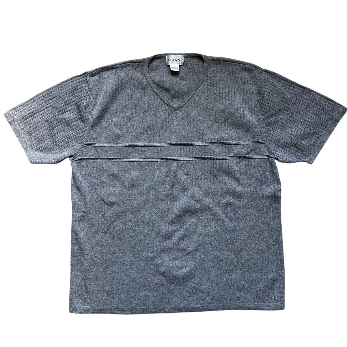 Alfani Grey Knit Short Sleeve V-neck Tee Size US L / EU 52-54 / 3 - 1 Thumbnail
