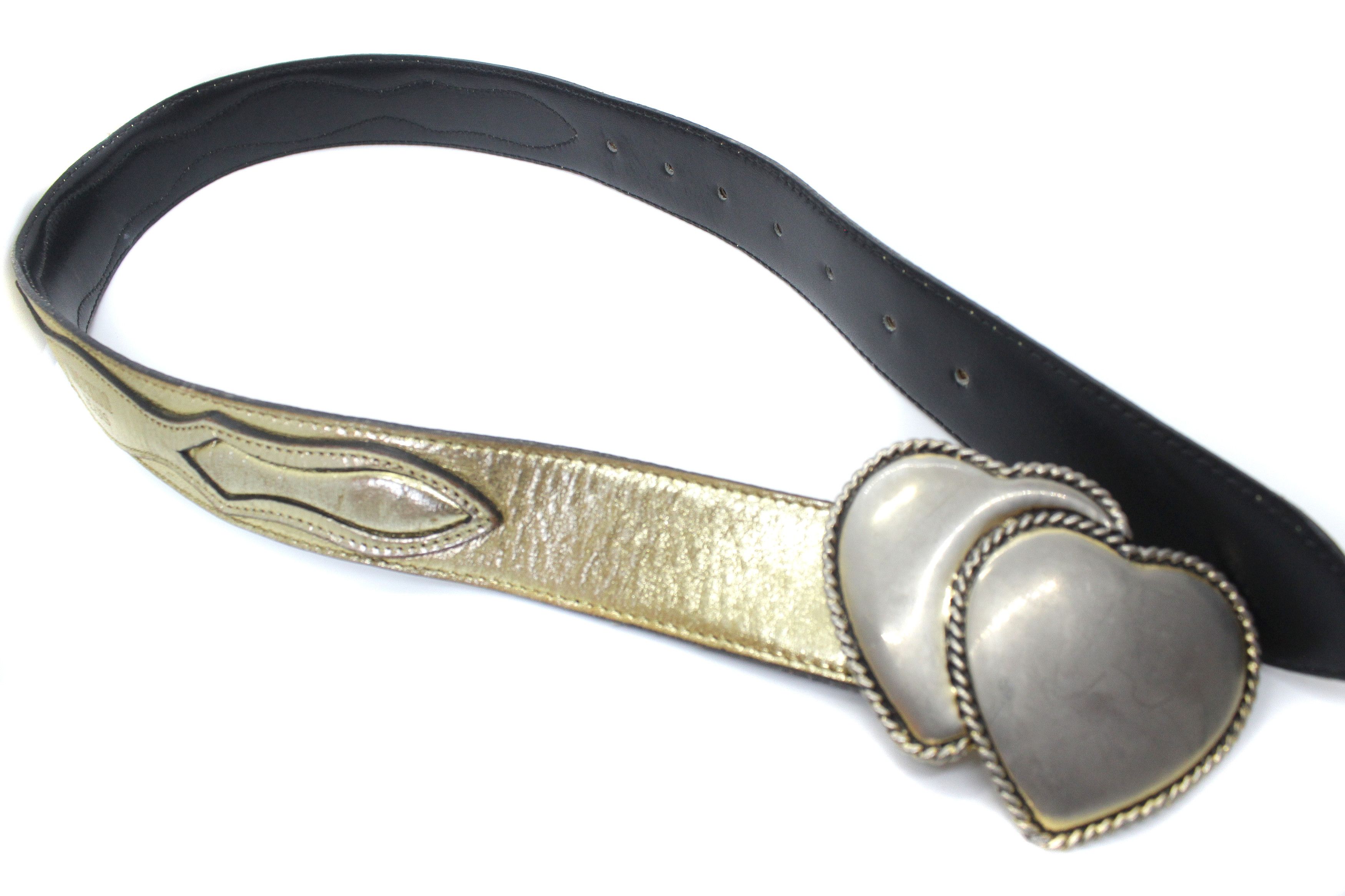Moschino 90S Heart Logo Leather Belt Vintage Size ONE SIZE - 3 Thumbnail