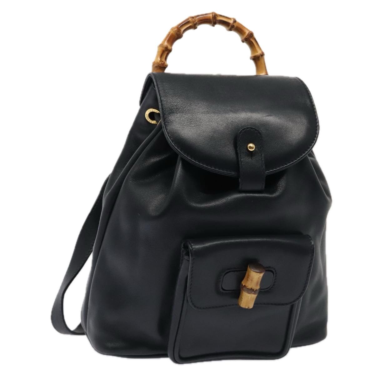 Gucci Bamboo Navy Leather Backpack Bag (Pre-Owned) Size ONE SIZE - 1 Thumbnail