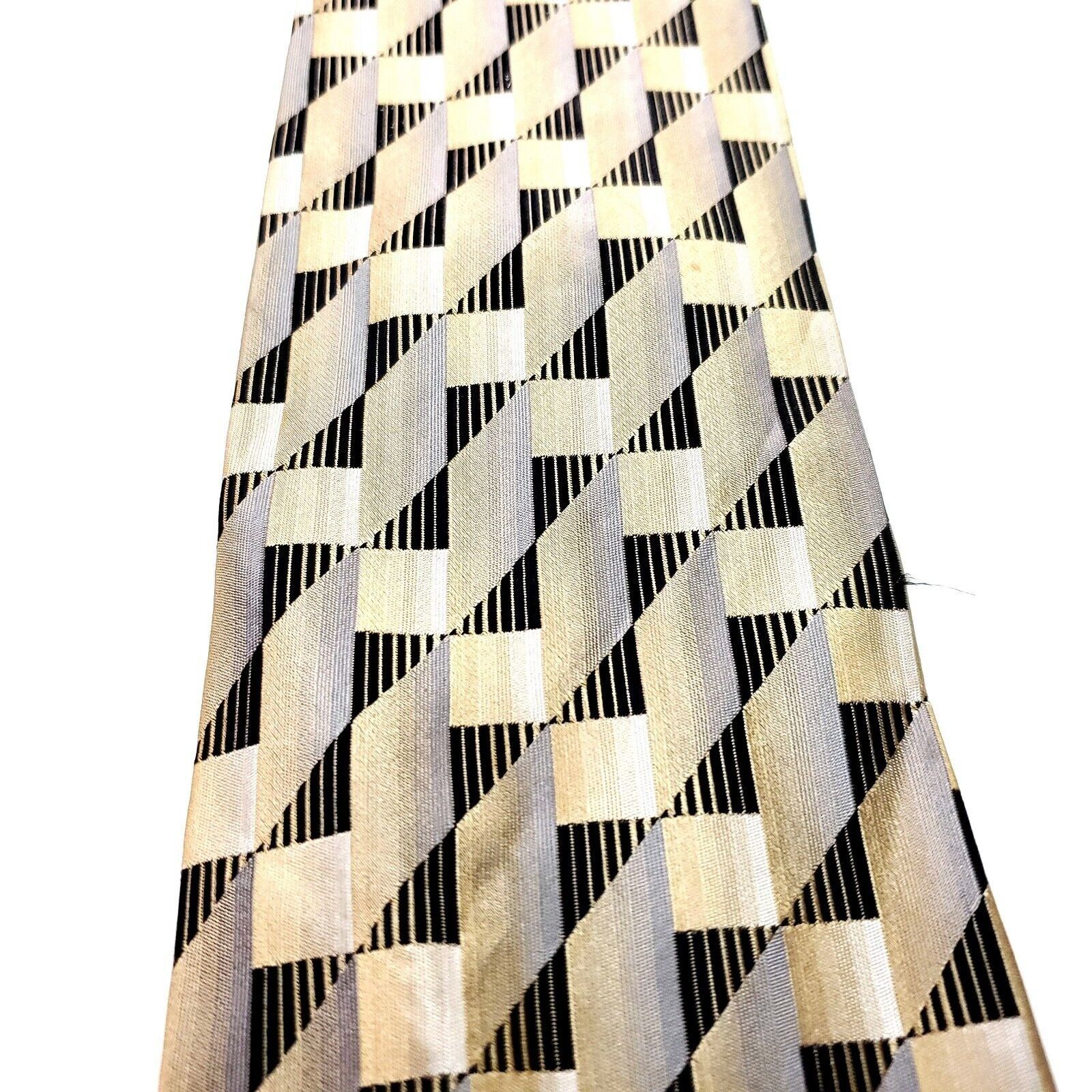 Vintage Pavone Silk Tie Woven Yellow Brown Italy Size ONE SIZE - 2 Thumbnail