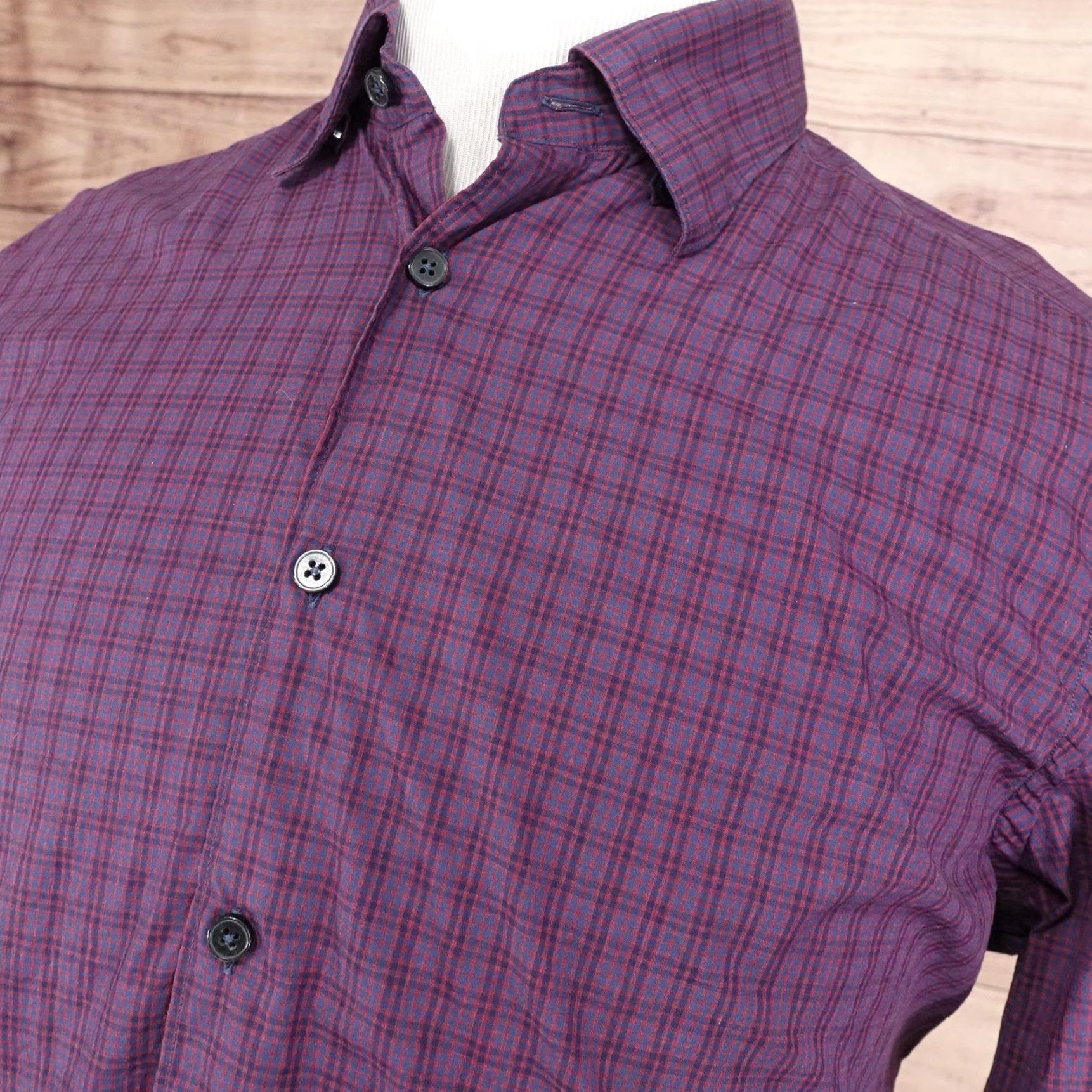 Saks Fifth Avenue Saks Fifth Avenue Shirt Mens Large Purple Plaid Cotton Button Front Long Sleeve Shirt Size US L / EU 52-54 / 3 - 2 Thumbnail