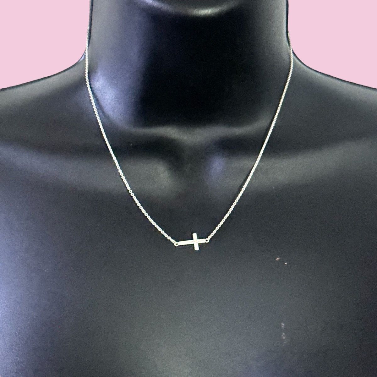 Vintage Vintage dainty sterling silver sideways cross necklace Size ONE SIZE - 1 Thumbnail