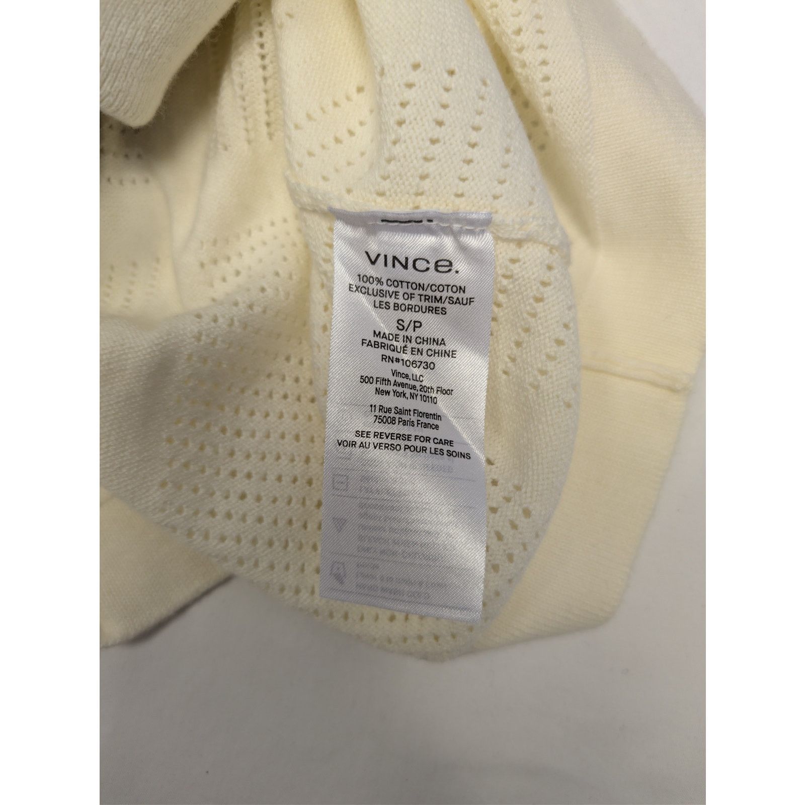 Vince o1rshd1 CC20 Patchwork Pointelle Short-Sleeve Sweater Cream Size US S / EU 44-46 / 1 - 15 Thumbnail