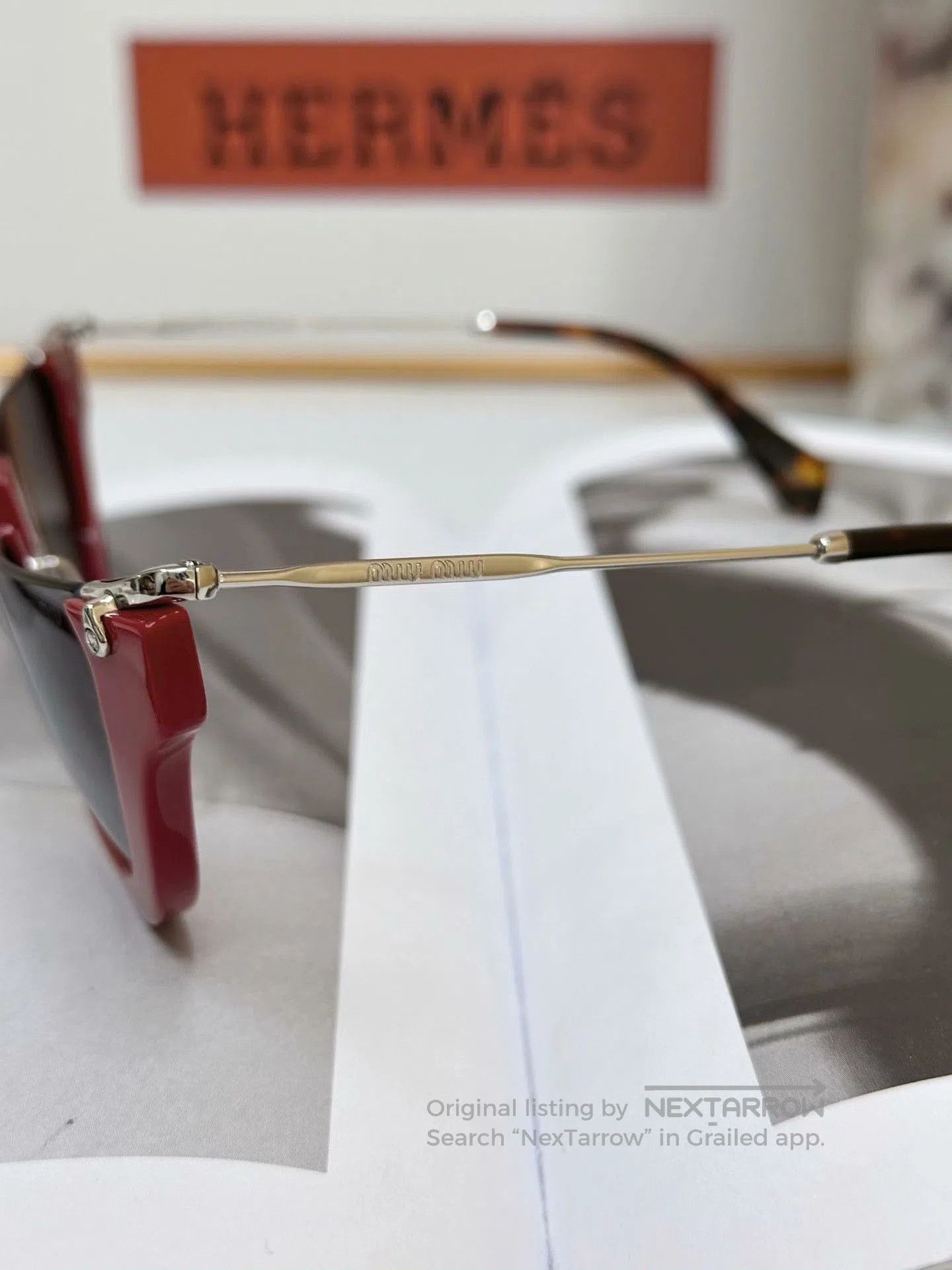 Miu Miu MIUMIU Red Half-Frame Casual Sunglasses. Size ONE SIZE - 8 Thumbnail