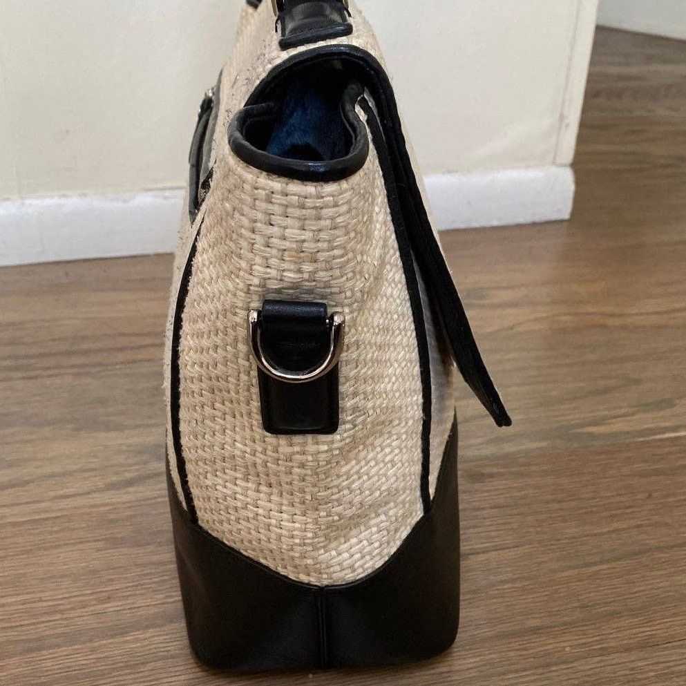 Diane von Furstenberg Diane Von Furstenberg Woven Rattan and Black Leather Satchel Size ONE SIZE - 5 Thumbnail