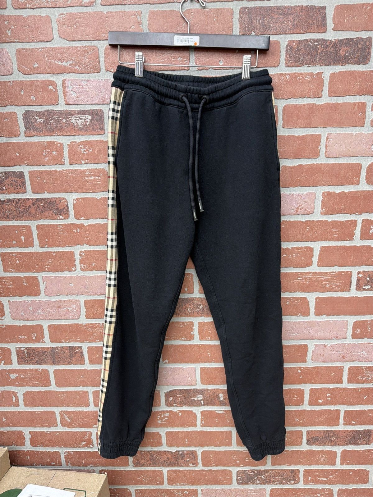 Burberry Burberry Vintage Check Panel Cotton Sweatpants black sz XS Size US 27 - 3 Thumbnail
