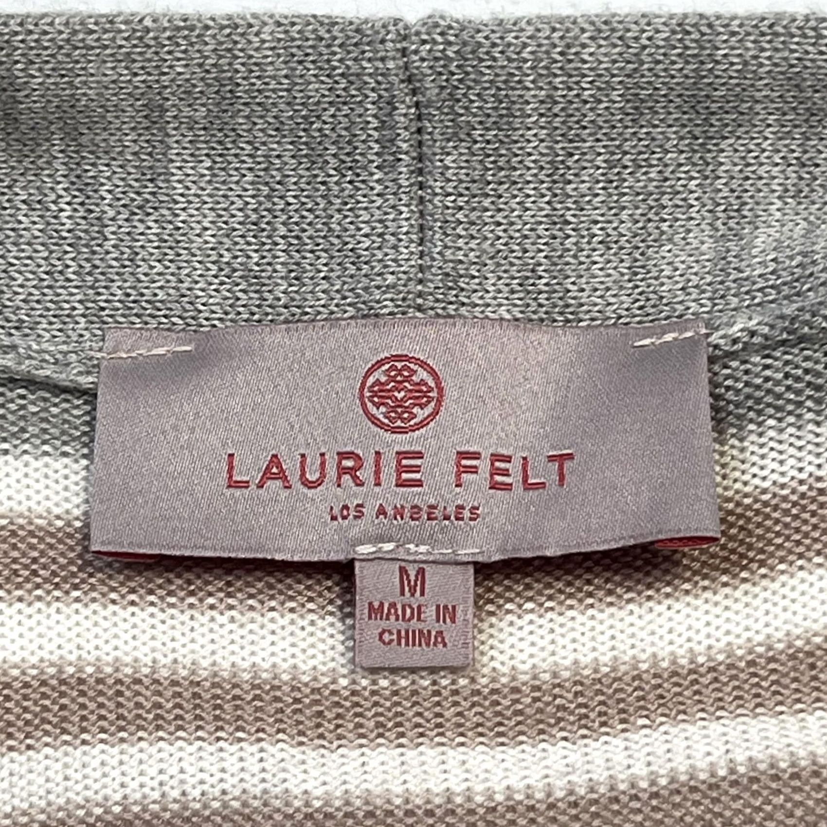 Vintage Laurie Felt Cardigan Womens M Striped Long Open Knit Sweater Cashmere blend Size M / US 6-8 / IT 42-44 - 4 Thumbnail