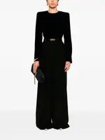 Saint Laurent Paris oc11z1025 770530 Top Velours De Soie Fluide Blouse Noir Size M / US 6-8 / IT 42-44 - 2 Thumbnail