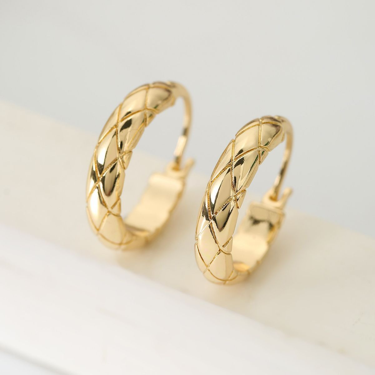 Other Polished Metal Texture Gold Hoop Earrings for Women Size ONE SIZE - 3 Thumbnail