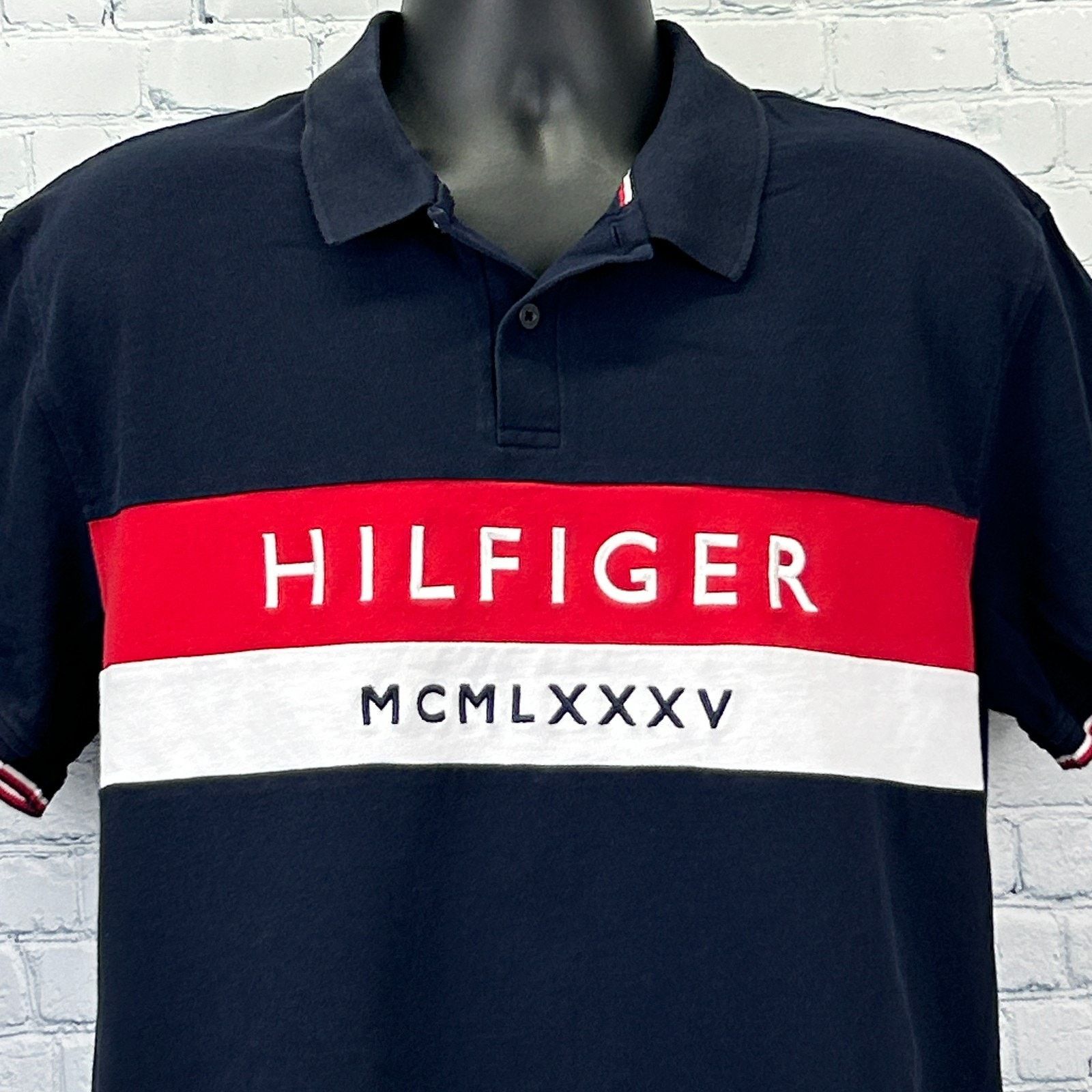Tommy Hilfiger Tommy Hilfiger Polo Shirt Blue Colorblock XL X-Large Size US XL / EU 56 / 4 - 1 Thumbnail