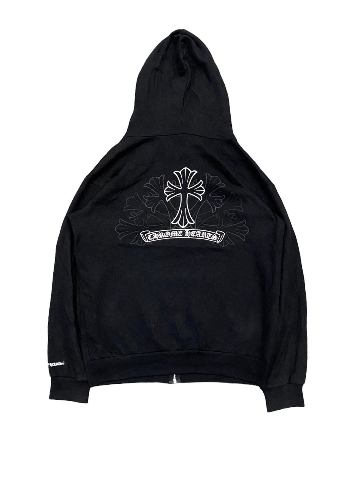 Pre-owned Chrome Hearts Fade Cross Hooded Zip-up Jacket In Black