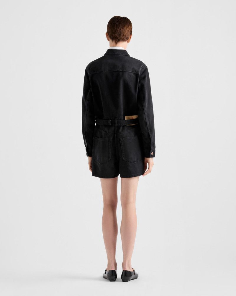 Prada o1srvl11e0226 Short Denim Jumpsuit in Black Size US 34 / EU 50 - 5 Thumbnail