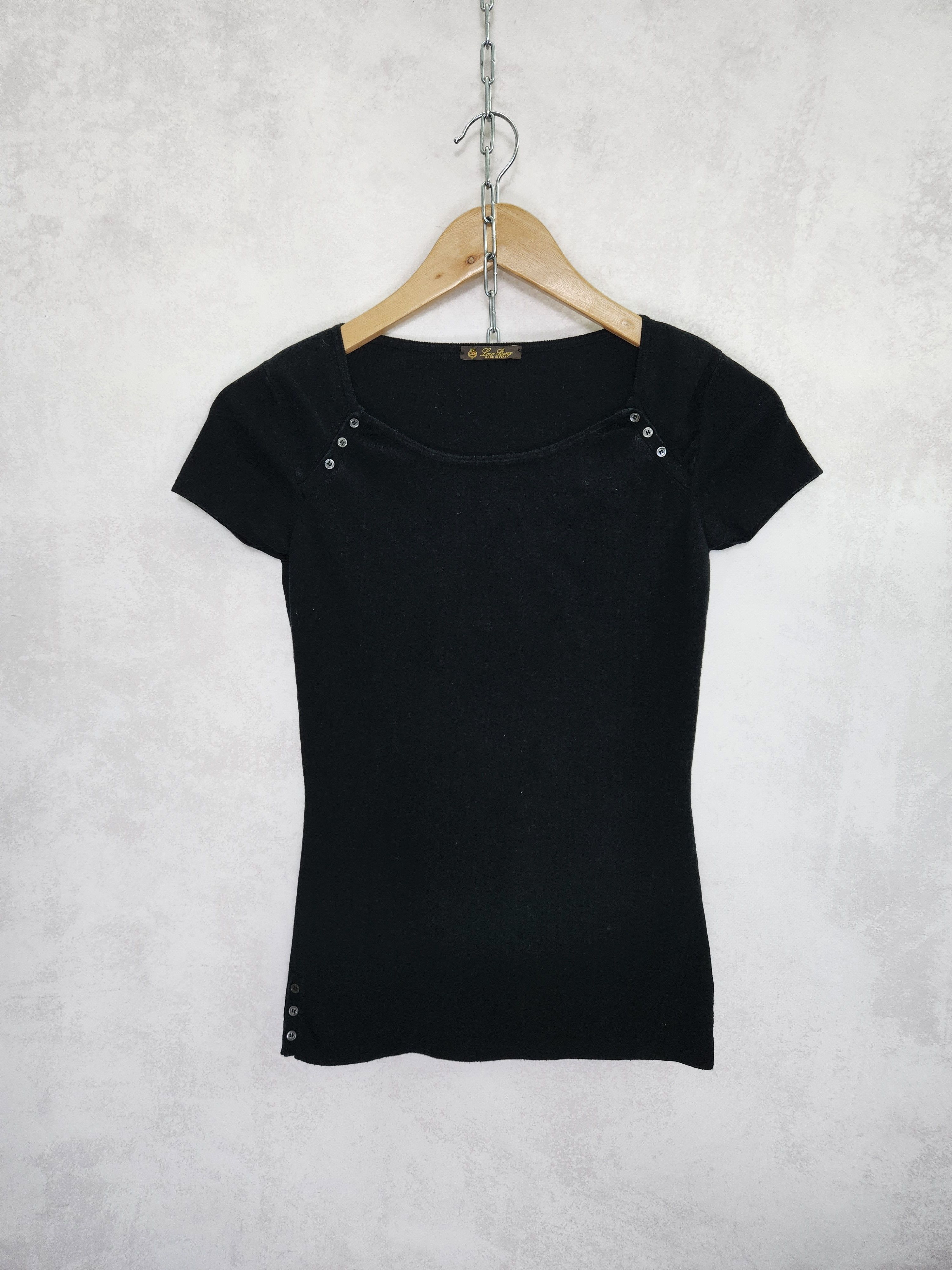 Loro Piana black cotton t shirt button ups