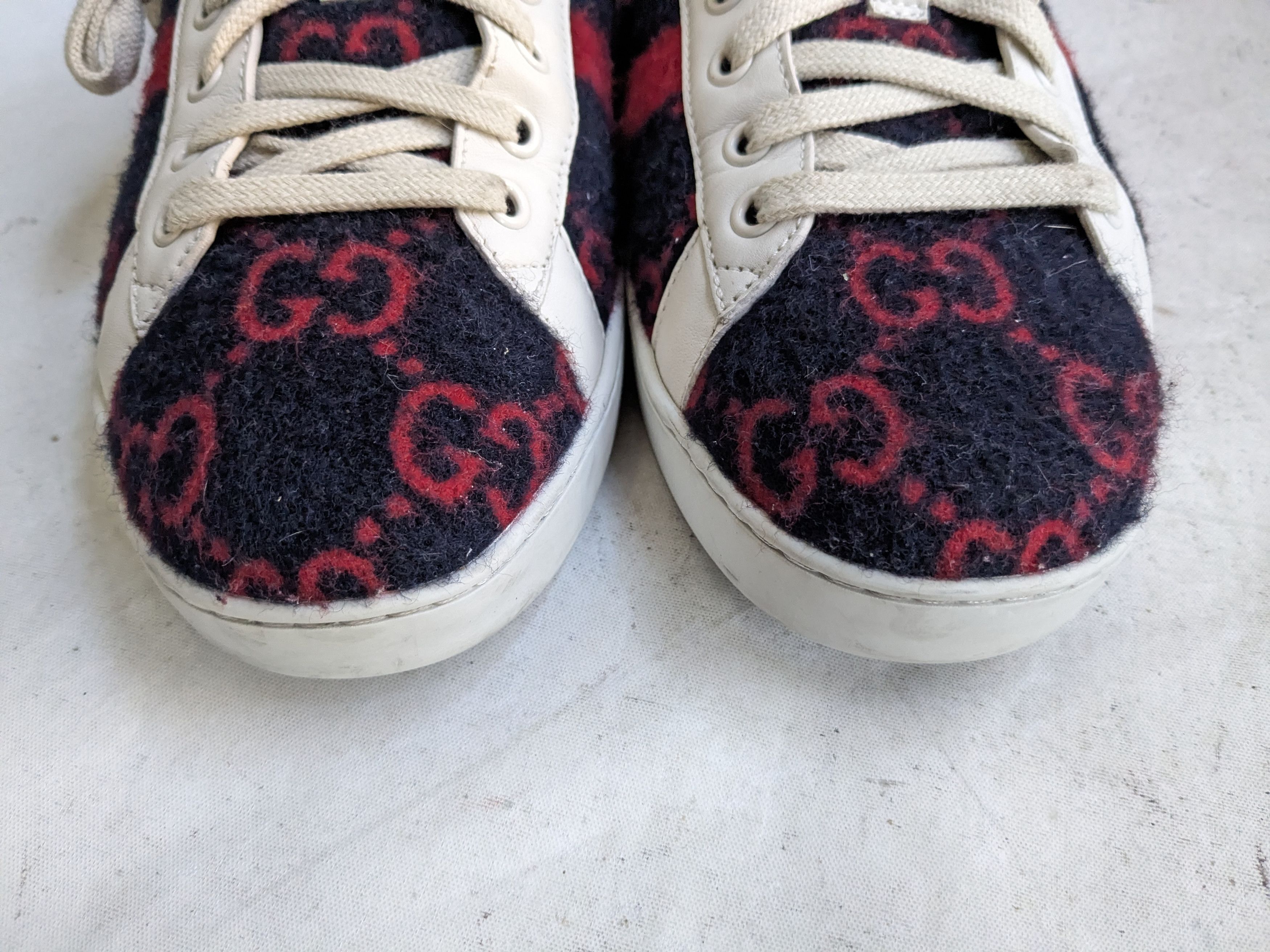 Gucci Gucci Ace Sneakers Monogram GG Logo 10 Red Navy Blue Size US 10 / EU 43 - 2 Thumbnail