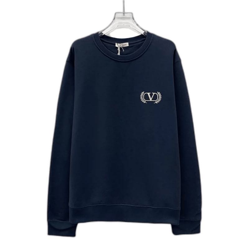 Valentino Valentino Blue Logo Embroidered Long Sleeve Sweatshirt Size US M / EU 48-50 / 2 - 1 Thumbnail