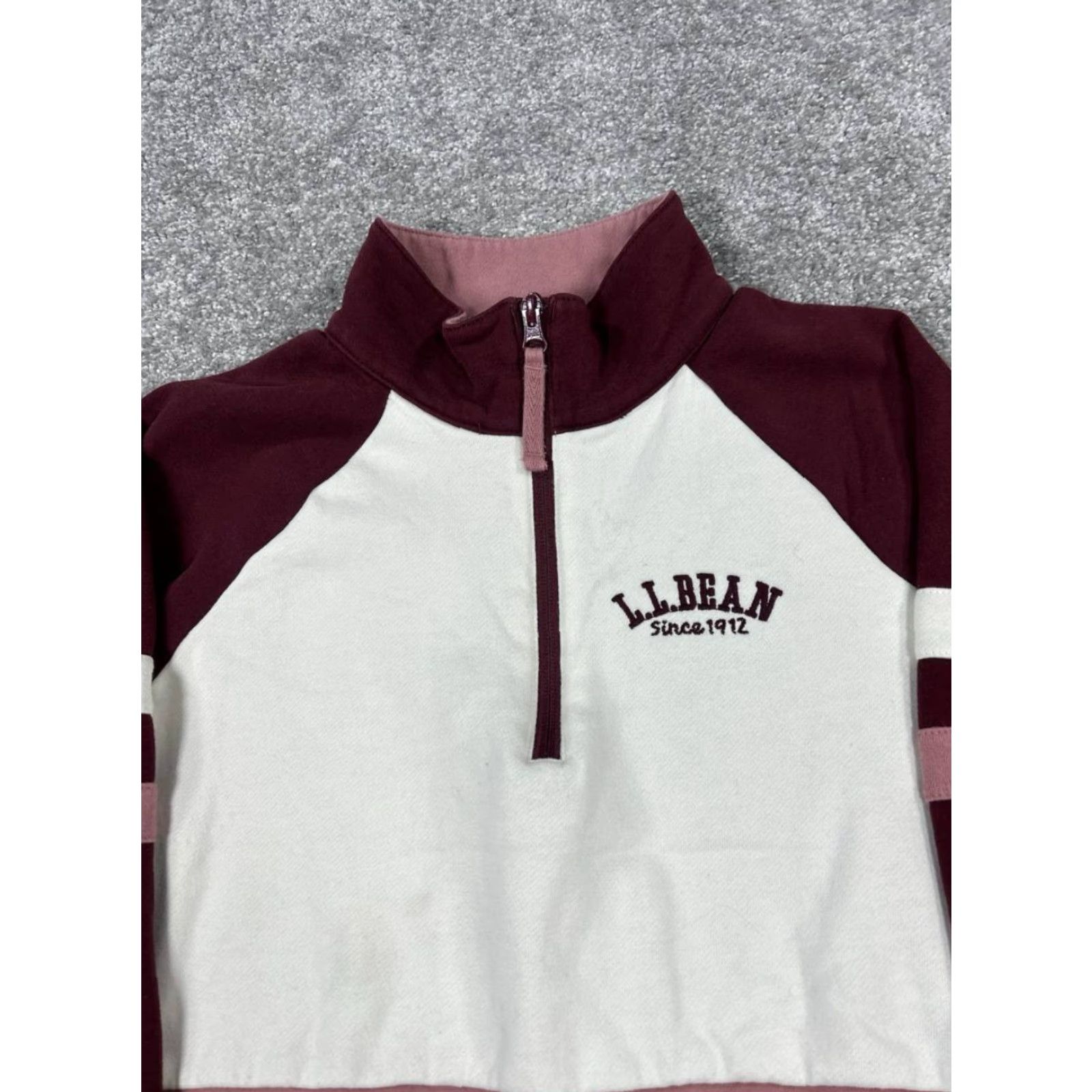 Vintage VINTAGE L.L.Bean Sweater Womens Small Pullover Long Sleeve Mock Neck Fleece Winter Fall Brown Pink White Cotton Blend Size S / US 4 / IT 40 - 2 Thumbnail
