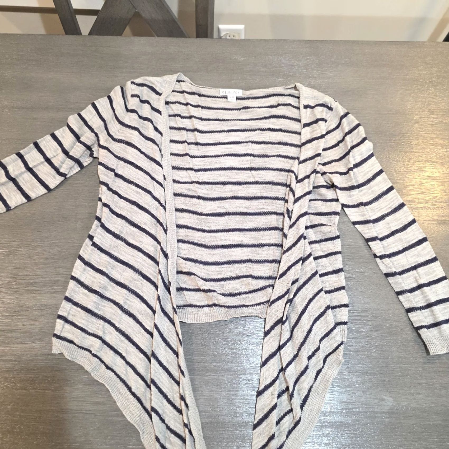 Merona Merona Cardigan Sweater Open Front Lightweight Striped Black White M Tan Women Medium Mens? Size M / US 6-8 / IT 42-44 - 5 Thumbnail