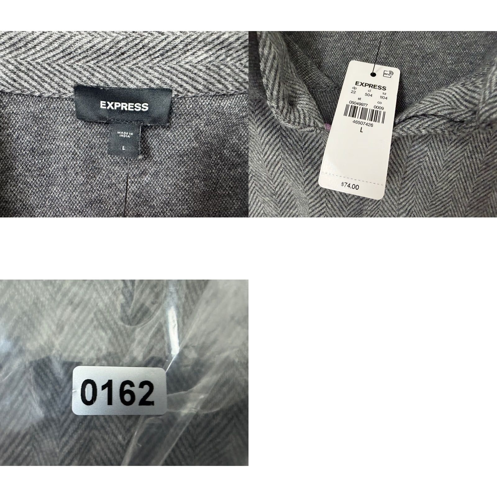 Express Express Polo Shirt Men L Herringbone Knit Cotton New Size US L / EU 52-54 / 3 - 9 Thumbnail