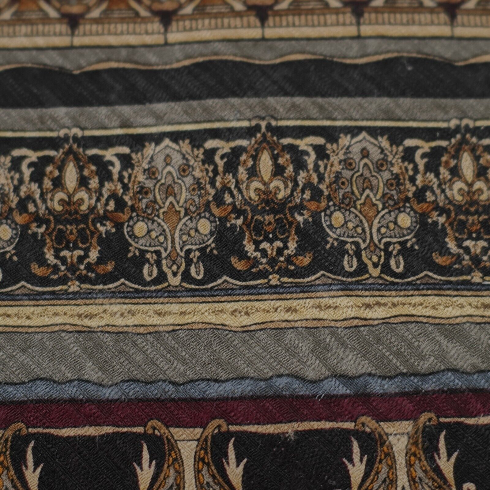 Vintage Dani Moda Machile Baroque Tan Green Print Wide Silk Tie Size ONE SIZE - 2 Thumbnail